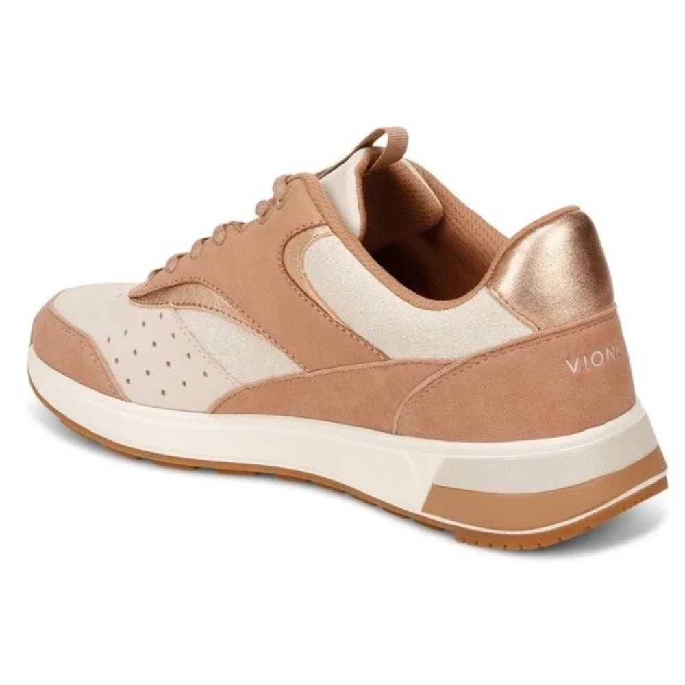 Vionic Sneaker Nova Womens 6.5 Macaroon‎ Brown Cream  Suede New